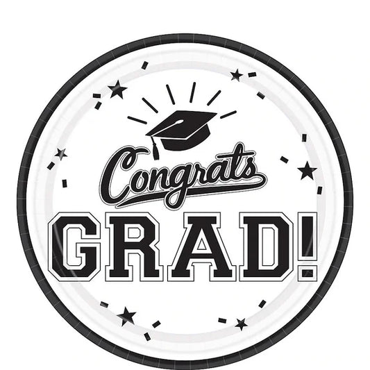 GRAD 9 IN PAPER PLATE - WHT/BLK
