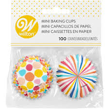 COLORFUL POLKA DOT/STRIPES MINI BAKING CUPS