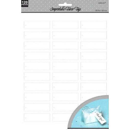 WHITE IMPRINTABLE FAVOR TAGS