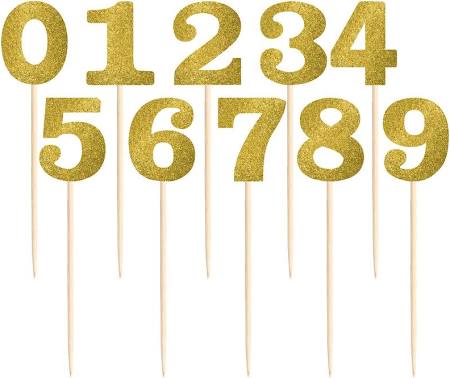 GOLD GLITTER TABLE NUMBER PICKS