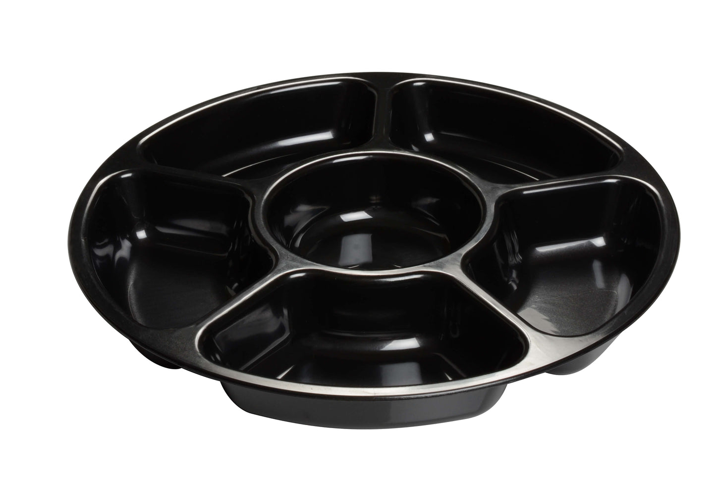 12" BLACK 6 SECTION PARTY TRAY