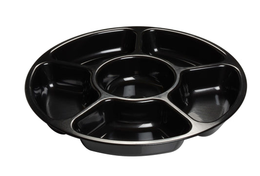 12" BLACK 6 SECTION PARTY TRAY