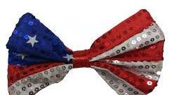 PATRIOTIC SEQUIN BOWTIE R/W/B
