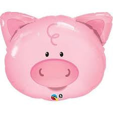 PINK PIG HEAD SHAPE JUMBO MYLAR