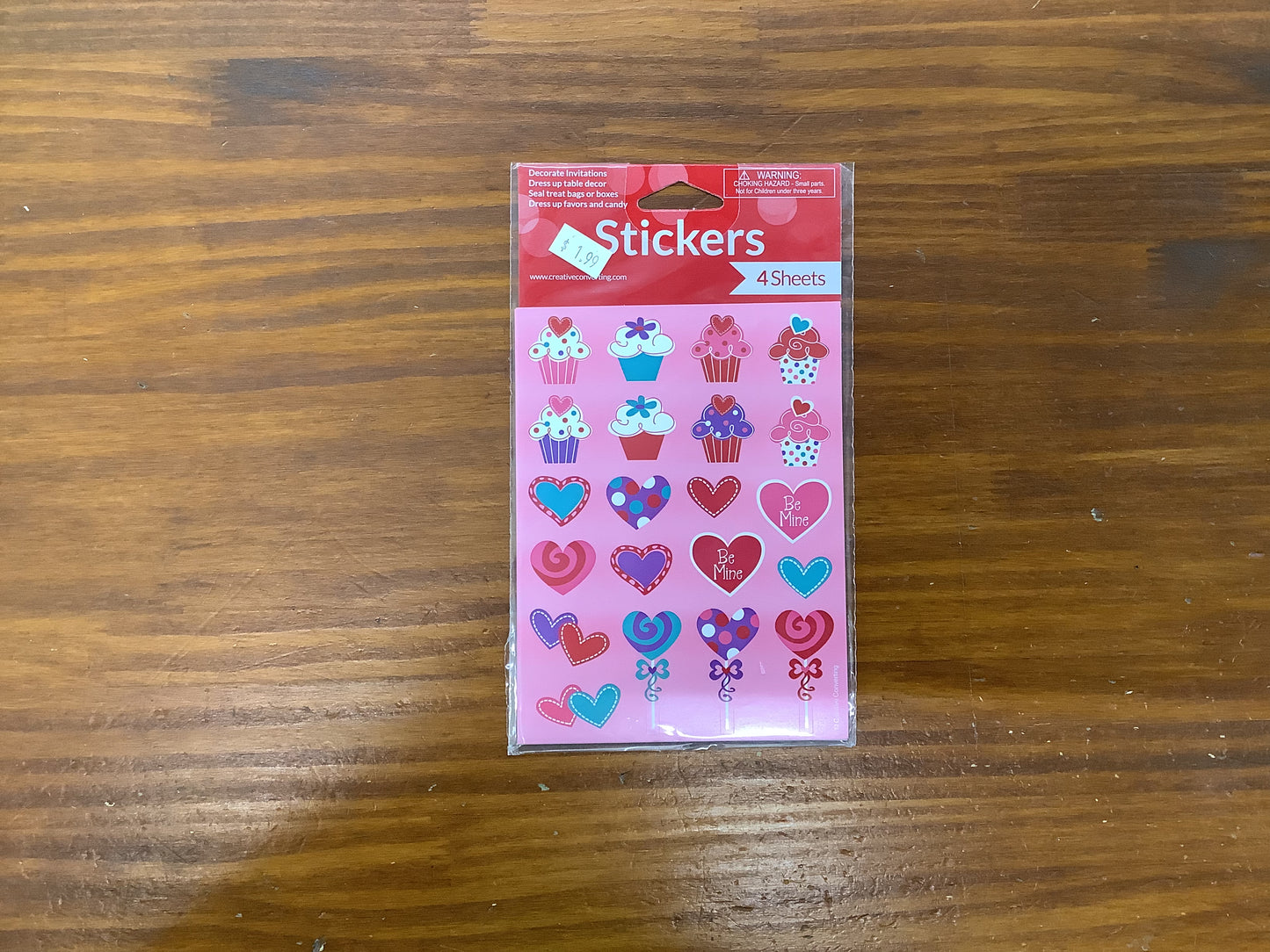 HEART CUPCAKE VDAY VALUE STICKERS