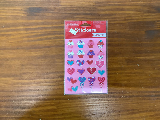 HEART CUPCAKE VDAY VALUE STICKERS