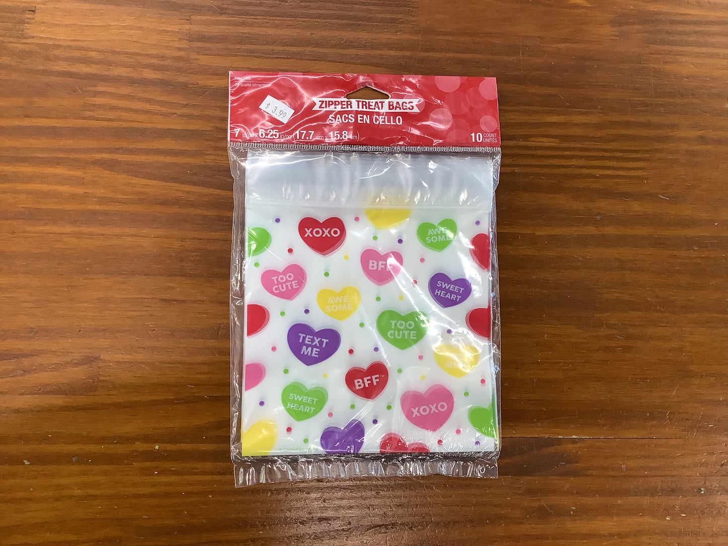 CANDY HEARTS ZIPPER TREAT BAGS