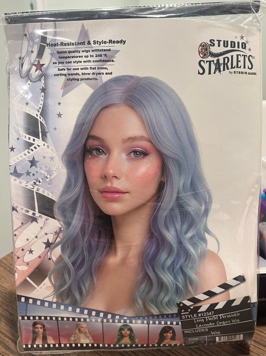 CURLY BLUE/PINK OMBRE WIG
