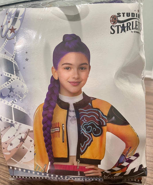 KPOP HUNTER BUN W/ BRAID WIG PURPLE