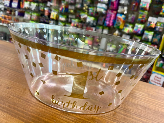 1ST BDAY CLR/GLD LG TREAT BOWL