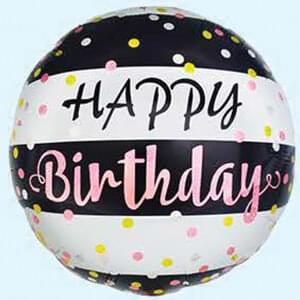 HBD BLK/LNK STRIPES/CONFETTI 18" MYLAR