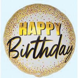 HBD BLK/GLD CONFETTI 18" MYLAR