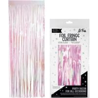 PINK IRIDESCENT FOIL FRINGE CURTAIN