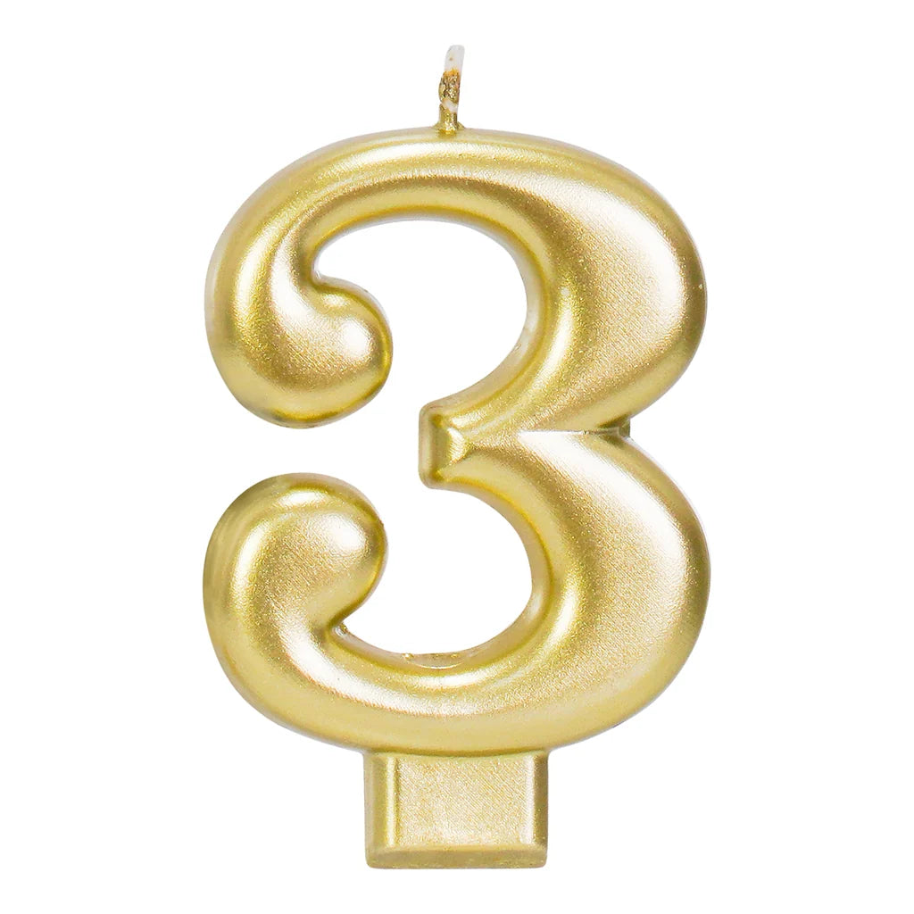 GOLD 3.25 INCH NUMBER CANDLE
