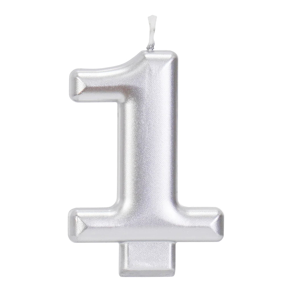 SILVER 3.25 INCH NUMBER CANDLE