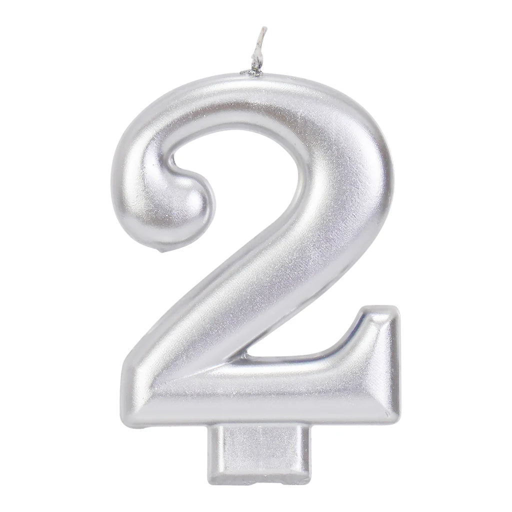 SILVER 3.25 INCH NUMBER CANDLE