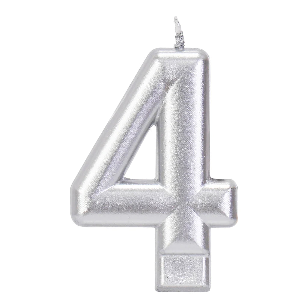 SILVER 3.25 INCH NUMBER CANDLE