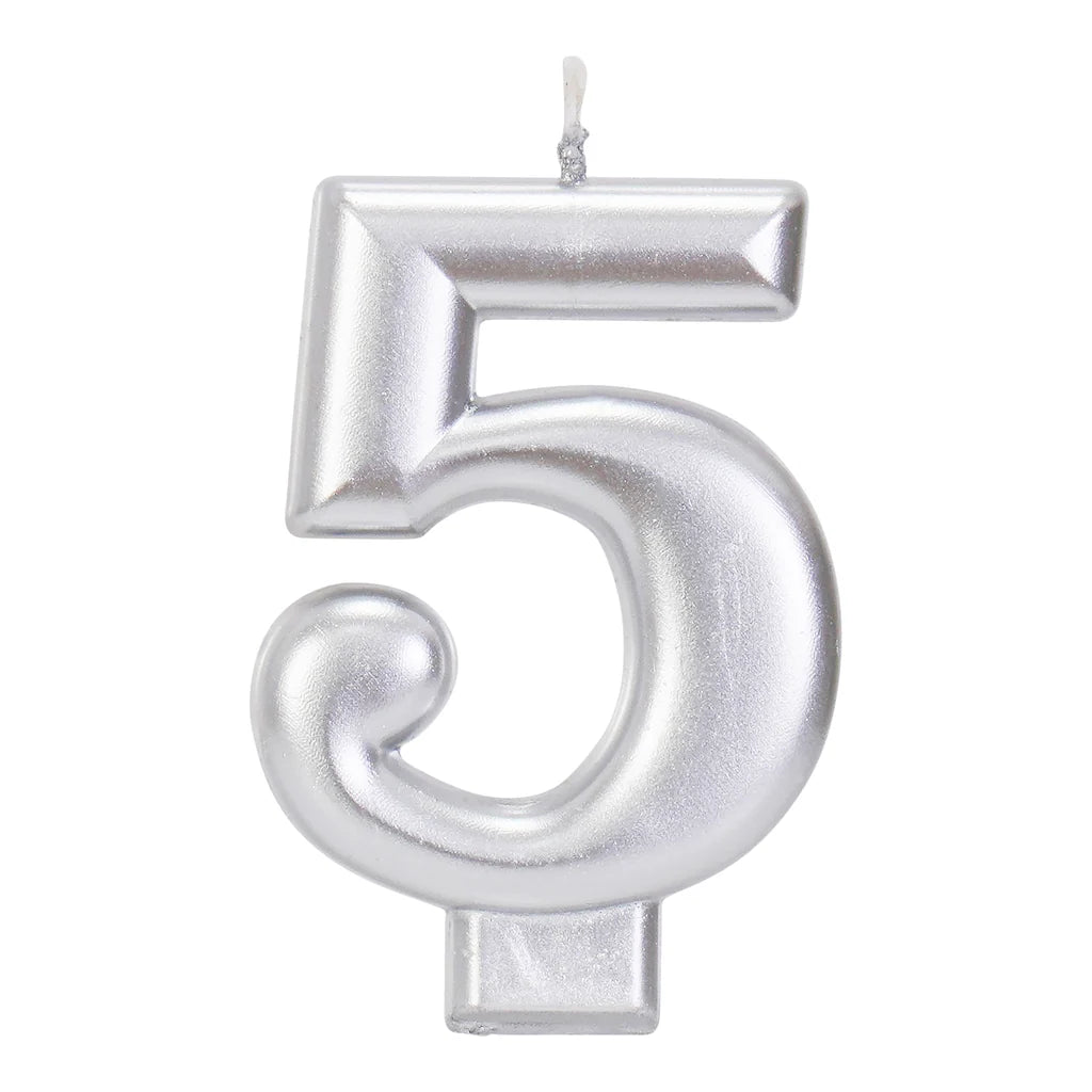 SILVER 3.25 INCH NUMBER CANDLE