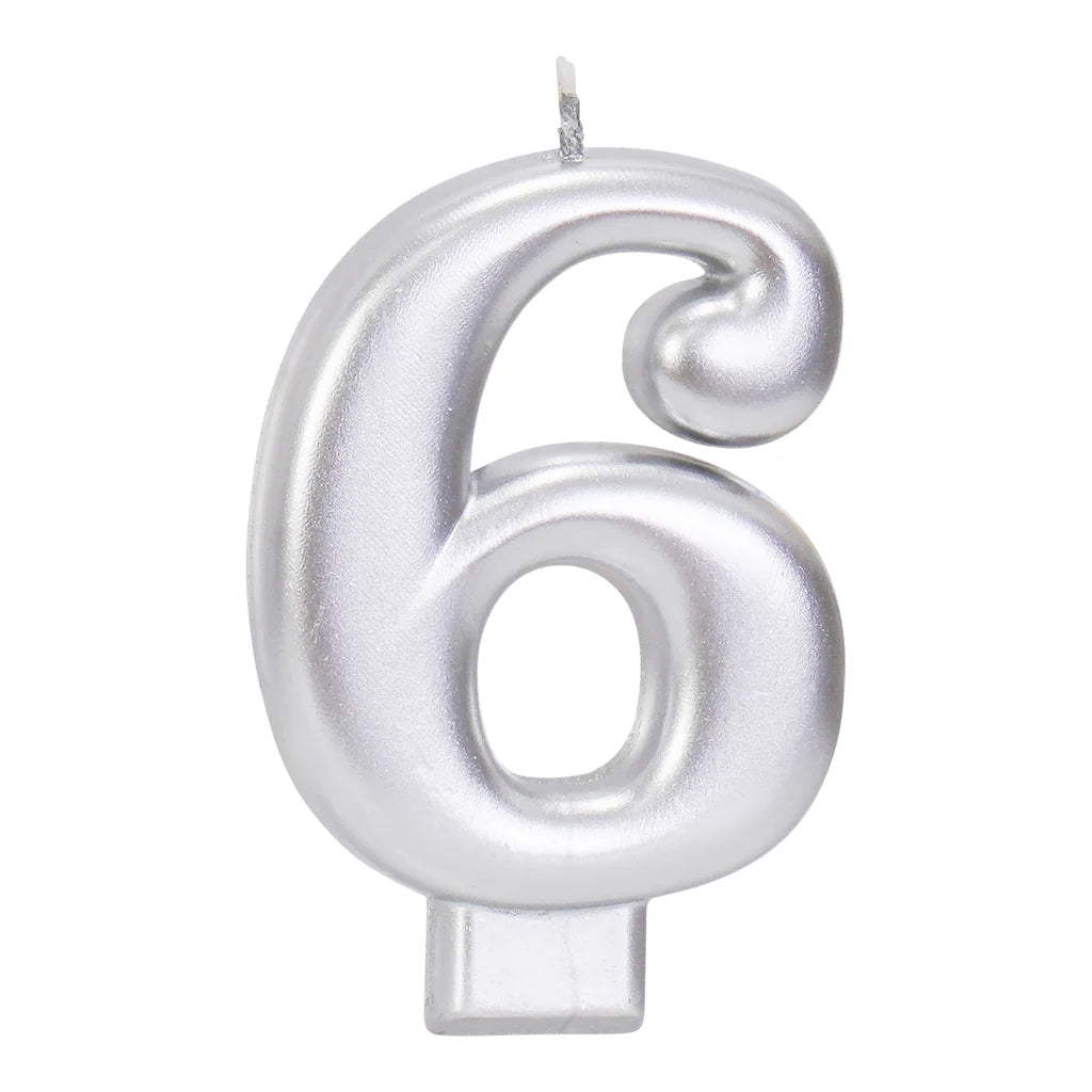 SILVER 3.25 INCH NUMBER CANDLE