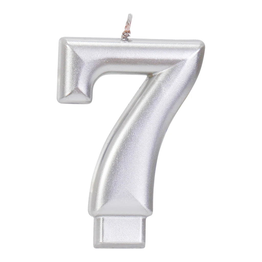 SILVER 3.25 INCH NUMBER CANDLE