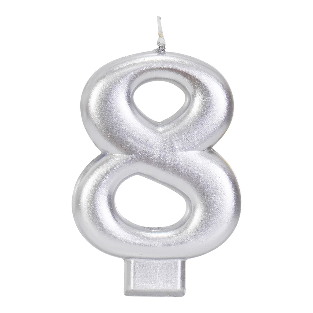 SILVER 3.25 INCH NUMBER CANDLE