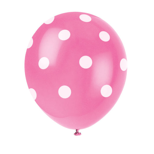 12 IN LATEX PINK DOT BALLONS -