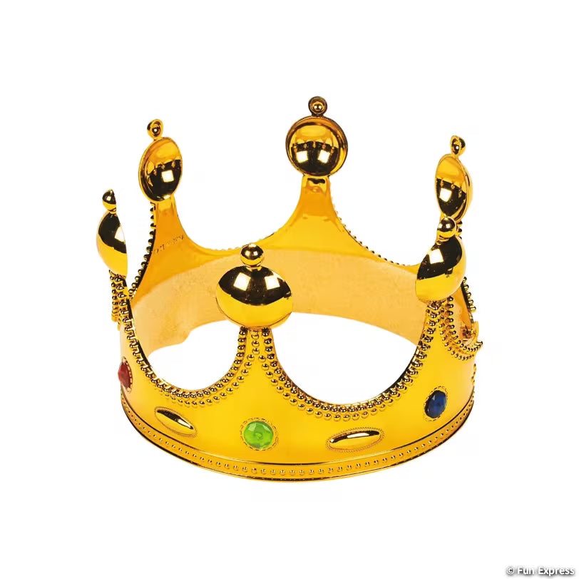 PLASTIC GOLD JEWELED CROWN