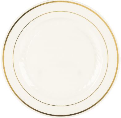 6" WHITE PLATE W/ GOLD HS 100CT