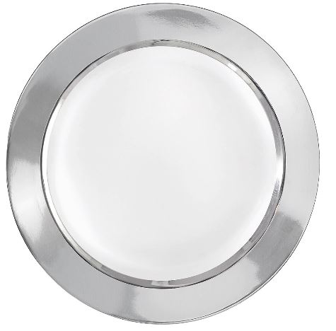 6" WHITE PLATE W/ SOLID SILVER HS 100CT