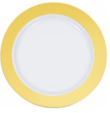 6" WHITE PLATE W/ SOLID GOLD HS 100CT
