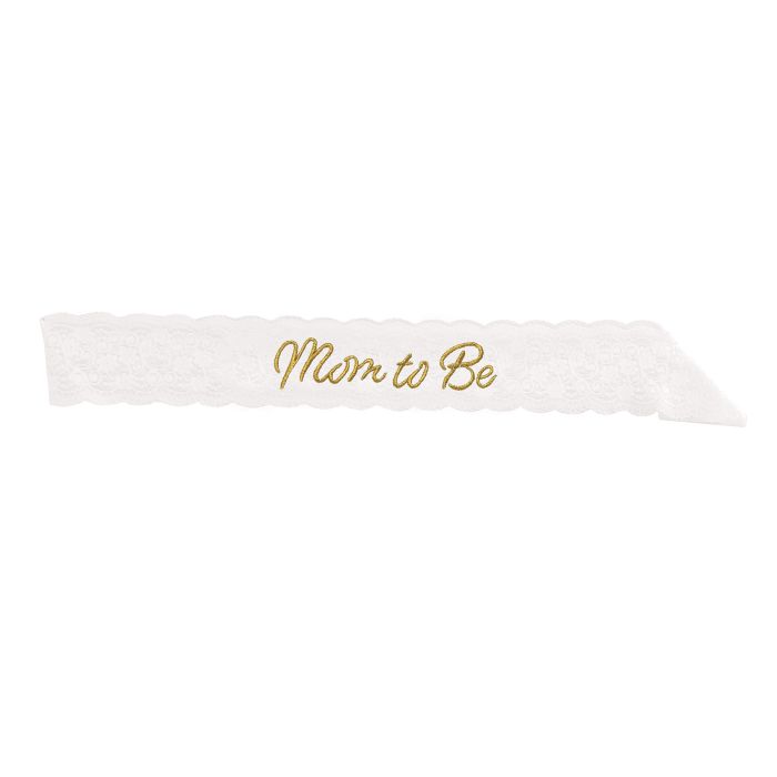 MOM TO BE LACE SASH WHITE