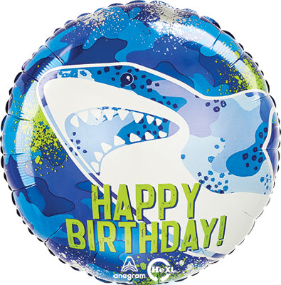 BIRTHDAY SHARK 19" MYLAR-PKG