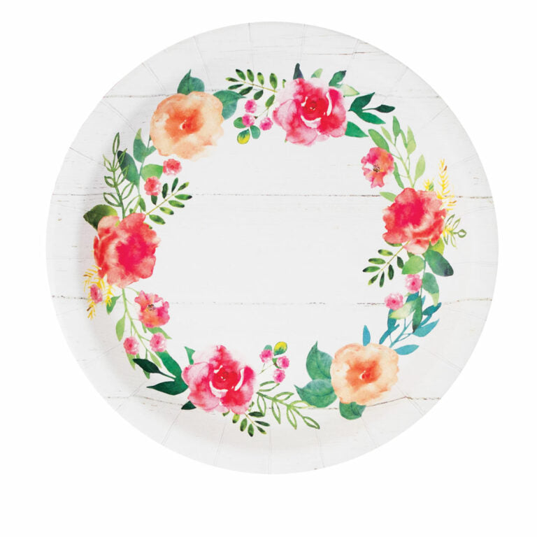 FLORAL WREATH & SHIPLAP 7" PLT