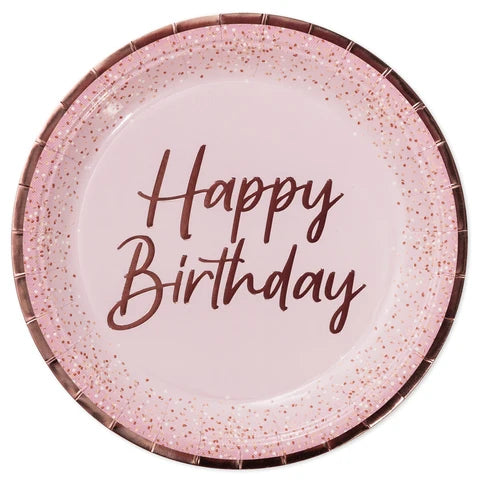 BLUSH BIRTHDAY 9" PPR PLATES 8CT
