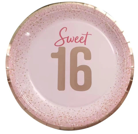 BLUSH SWEET 16 7" PPR PLATE 8CT