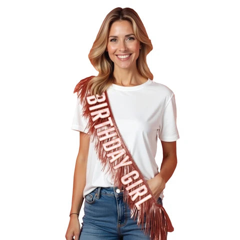 BLUSH BIRTHDAY FRINGE SASH