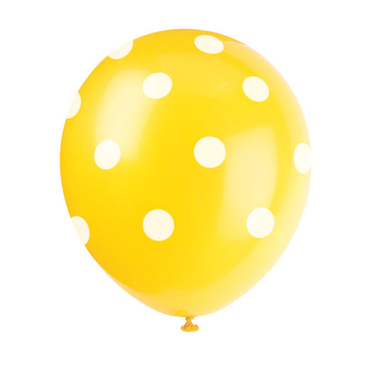 12 IN LATEX YELLOW DOT BALLOON