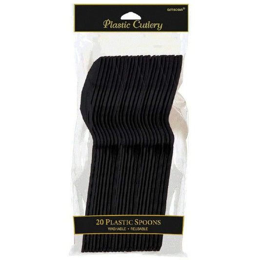 JET BLACK PLASTIC SPOONS