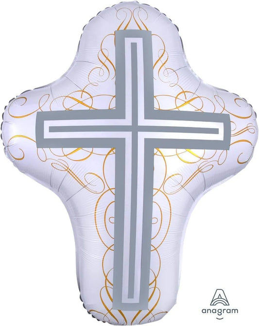 BLESSED DAY CROSS GLD/SLV 28" MYLAR