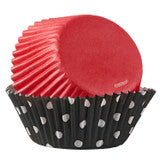 RED/BLK-WHT DOT PAPER CUPCAKE LINERS 75CT