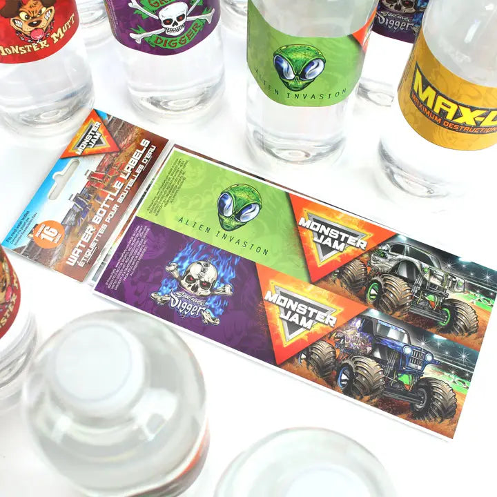 MONSTER JAM WATER BOTTLE LABELS 16CT