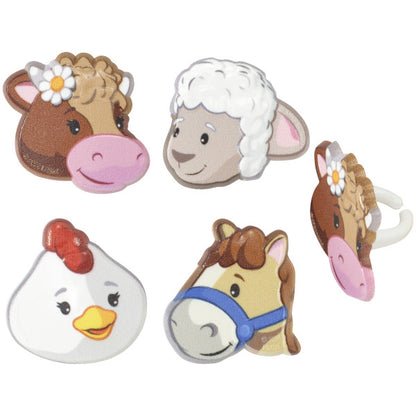 LITTLE PEOPLE FARM ANIMAL CUPCAKE RINGS