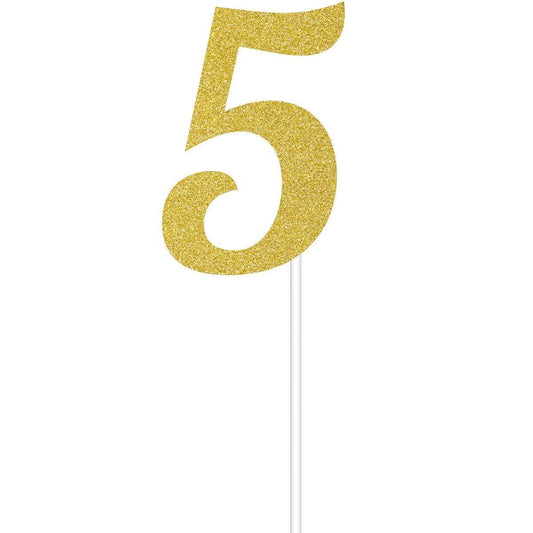 CAKE TOPPER GOLD 5 FIVE
