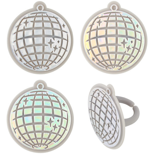 DISCO BALL CUPCAKE RINGS 12CT