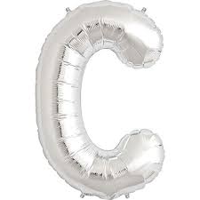 34" SILVER LETTER BALLOON W/HELIUM