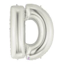 34" SILVER LETTER BALLOON W/HELIUM