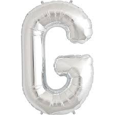 34" SILVER LETTER BALLOON W/HELIUM