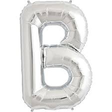 34" SILVER LETTER BALLOON W/HELIUM