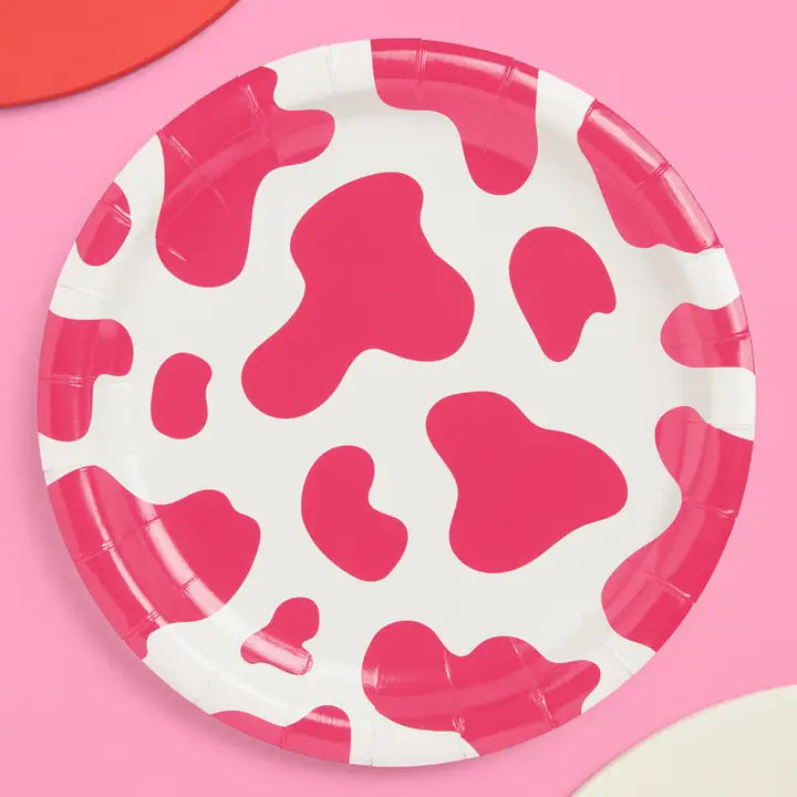 PINK COW PRINT 9" PPR PLATES 24CT