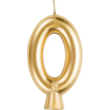 GOLD NUMERAL CANDLE 0